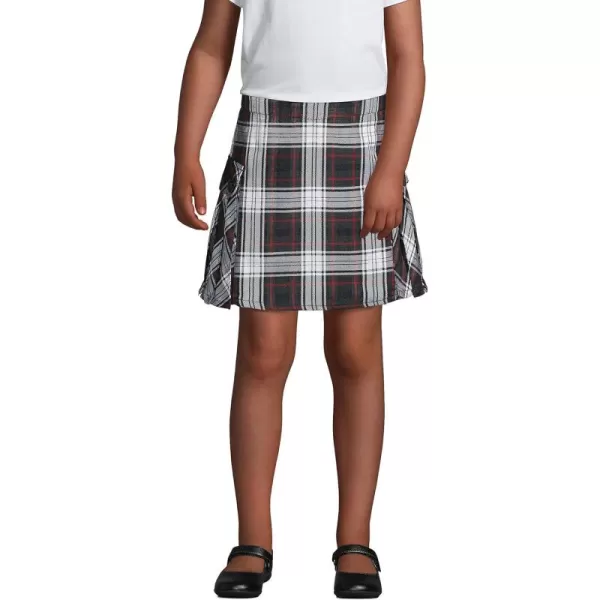 Lands End School Uniform Girls Side Pleat Plaid Skort Above KneeEvergreenWhite Plaid