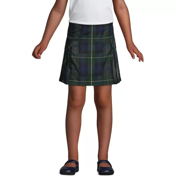 Lands End School Uniform Girls Side Pleat Plaid Skort Above KneeHunterClassic Navy Plaid