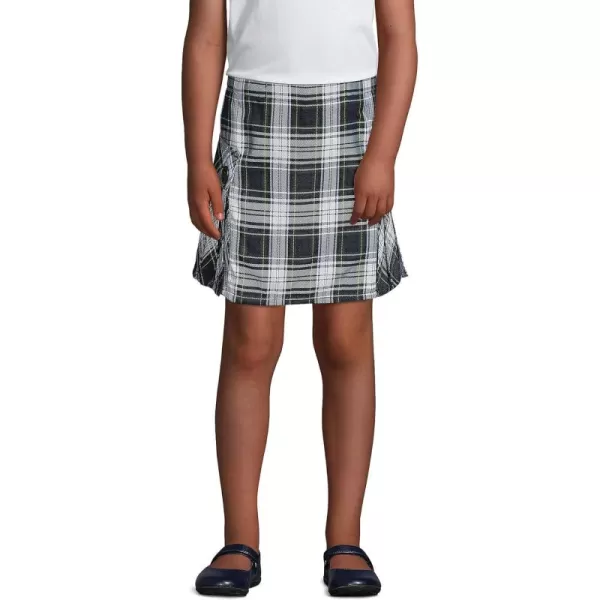 Lands End School Uniform Girls Side Pleat Plaid Skort Above KneeWhite Plaid