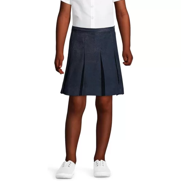 Lands End School Uniform Girls Solid Box Pleat Skirt Above KneeClassic Navy