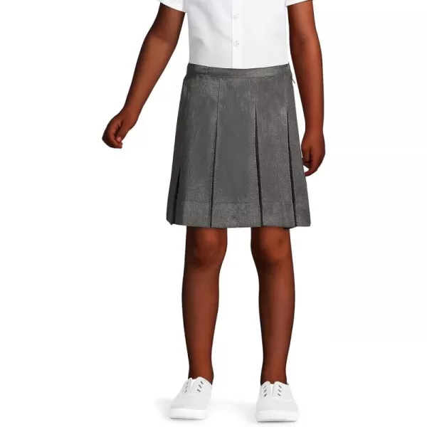 Lands End School Uniform Girls Solid Box Pleat Skirt Above KneeGray