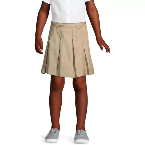 Lands End School Uniform Girls Solid Box Pleat Skirt Above KneeKhaki