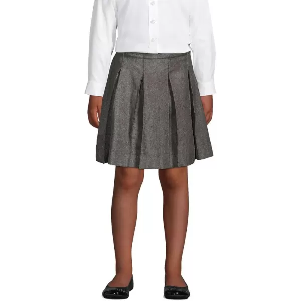 Lands End School Uniform Girls Solid Box Pleat Skirt Below The KneeGray