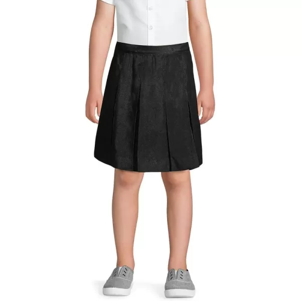 Lands End School Uniform Girls Solid Box Pleat Skirt Top of KneeBlack