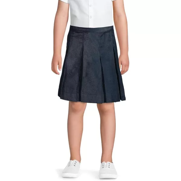 Lands End School Uniform Girls Solid Box Pleat Skirt Top of KneeClassic Navy