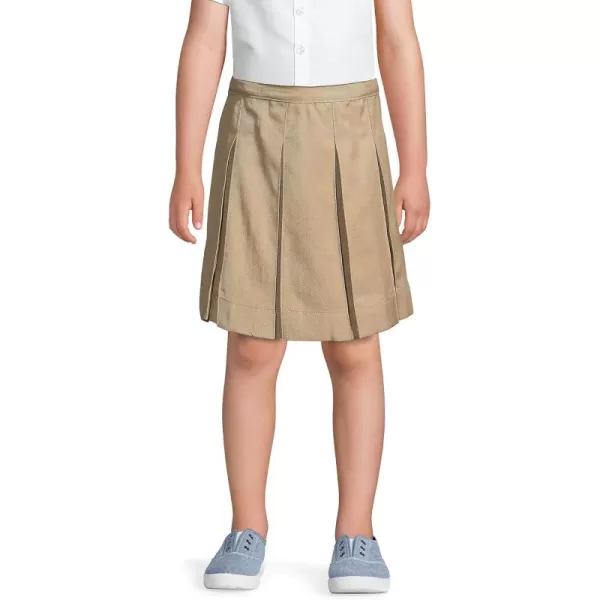 Lands End School Uniform Girls Solid Box Pleat Skirt Top of KneeKhaki