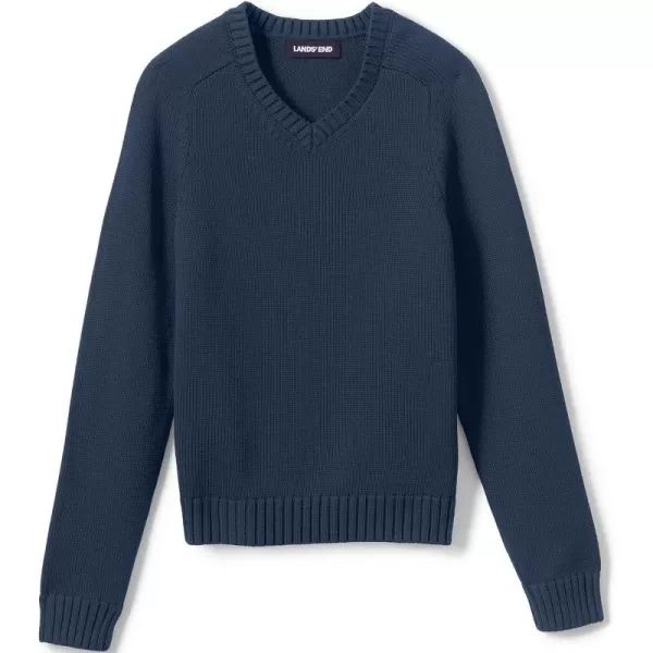 imageLands End School Uniform Kids Cotton Modal VNeck SweaterClassic Navy