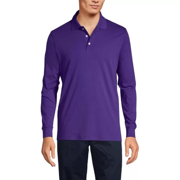 Lands End School Uniform Kids Long Sleeve Interlock Polo ShirtDeep Purple