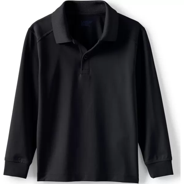 Lands End School Uniform Kids Long Sleeve Rapid Dry Polo ShirtBlack