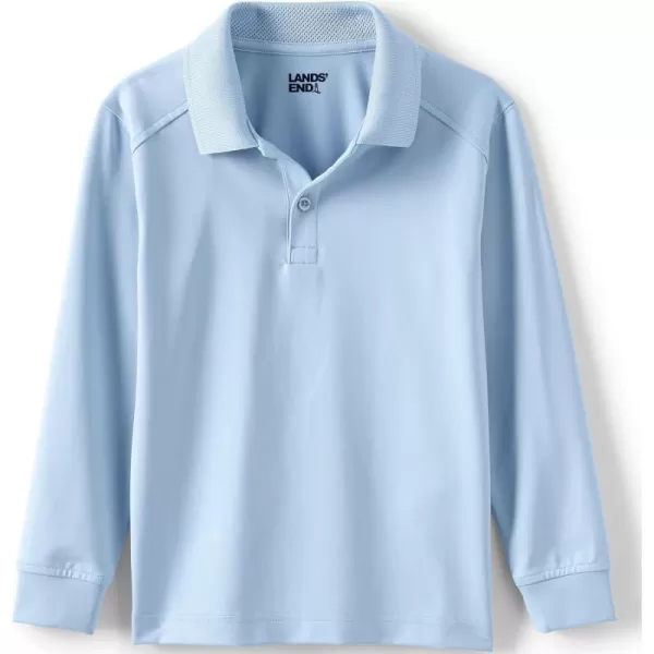 Lands End School Uniform Kids Long Sleeve Rapid Dry Polo ShirtBlue