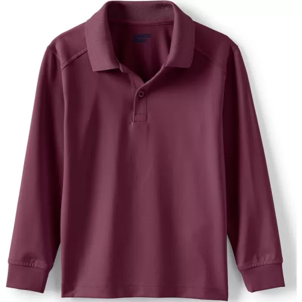 Lands End School Uniform Kids Long Sleeve Rapid Dry Polo ShirtBurgundy