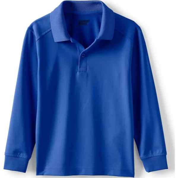 Lands End School Uniform Kids Long Sleeve Rapid Dry Polo ShirtCobalt