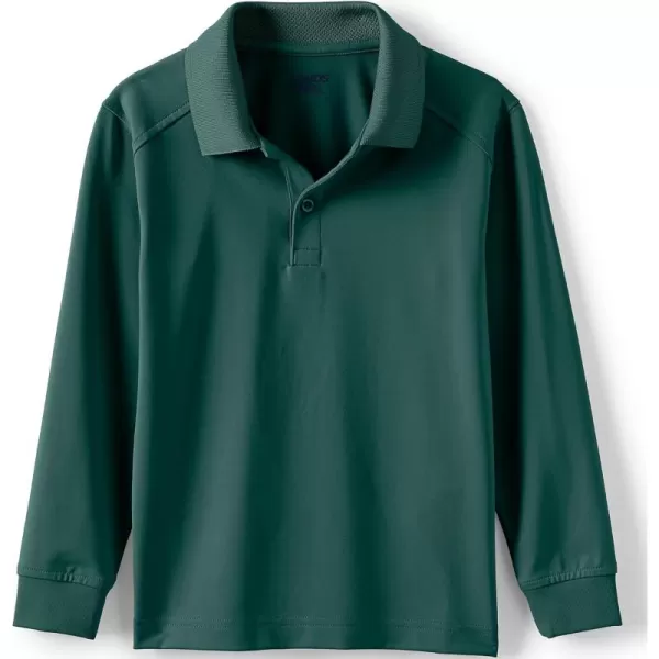 Lands End School Uniform Kids Long Sleeve Rapid Dry Polo ShirtEvergreen