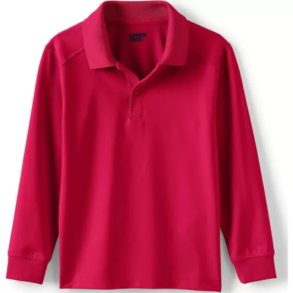 Lands End School Uniform Kids Long Sleeve Rapid Dry Polo ShirtRed