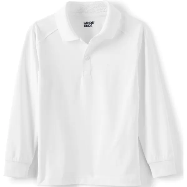 Lands End School Uniform Kids Long Sleeve Rapid Dry Polo ShirtWhite