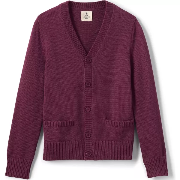 imageLands End School Uniform Boys Cotton Modal Button Front Cardigan SweaterBurgundy