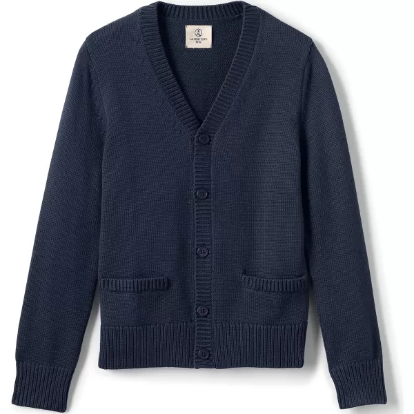 imageLands End School Uniform Boys Cotton Modal Button Front Cardigan SweaterClassic Navy