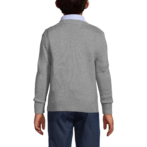 imageLands End School Uniform Boys Cotton Modal Button Front Cardigan SweaterPewter Heather