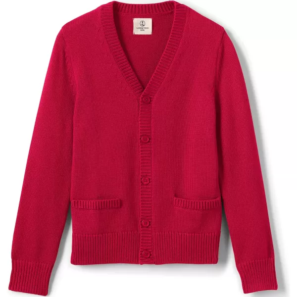 imageLands End School Uniform Boys Cotton Modal Button Front Cardigan SweaterRed