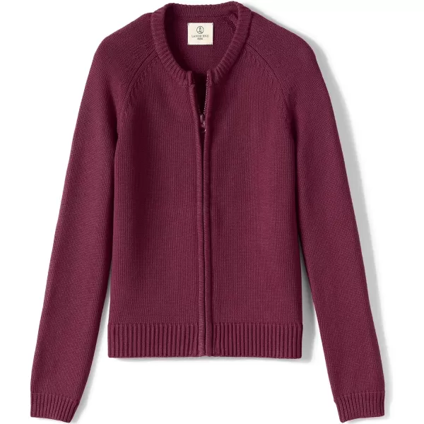 imageLands End School Uniform Girls Cotton Modal ZipFront Cardigan SweaterBurgundy