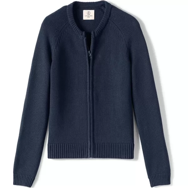 imageLands End School Uniform Girls Cotton Modal ZipFront Cardigan SweaterClassic Navy