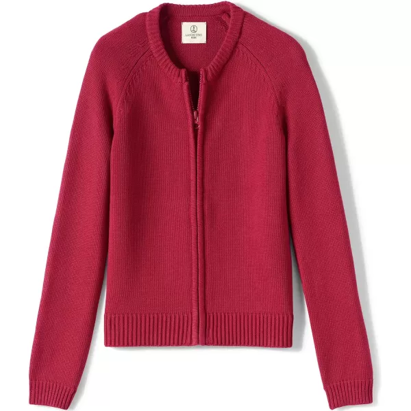 imageLands End School Uniform Girls Cotton Modal ZipFront Cardigan SweaterRed