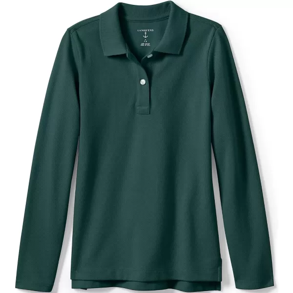 imageLands End School Uniform Girls Long Sleeve Feminine Fit Mesh Polo ShirtEvergreen