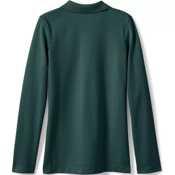 imageLands End School Uniform Girls Long Sleeve Feminine Fit Mesh Polo ShirtEvergreen