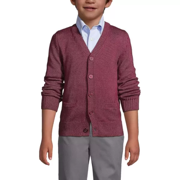 imageLands End School Uniform Boys Cotton Modal Button Front Cardigan SweaterBurgundy