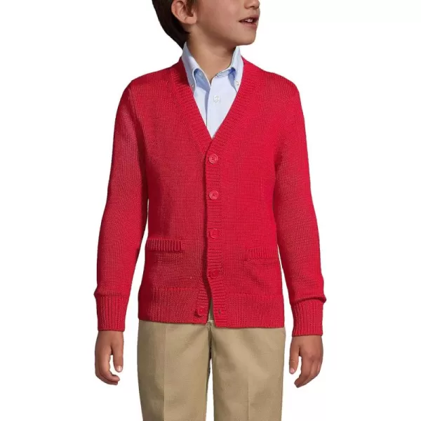 imageLands End School Uniform Boys Cotton Modal Button Front Cardigan SweaterRed