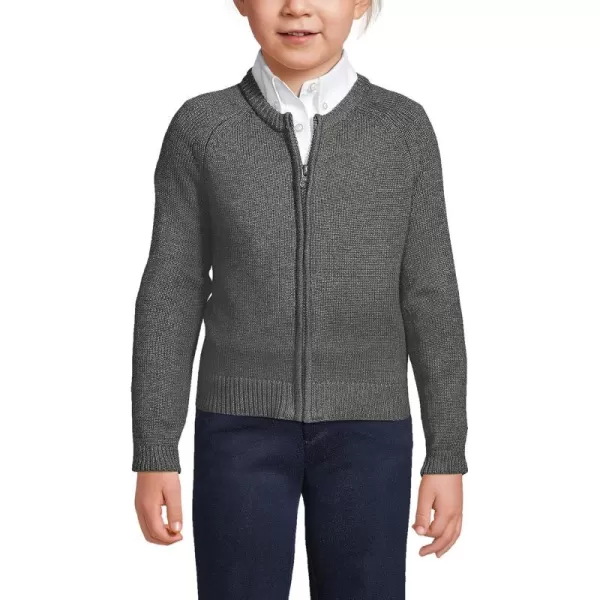 imageLands End School Uniform Girls Cotton Modal ZipFront Cardigan SweaterCoal Heather