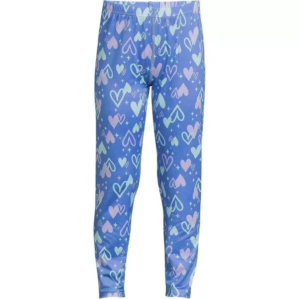 imageLands End Girls Thermal Base Layer Long Underwear Thermaskin PantsChicory Blue Doodle Hearts