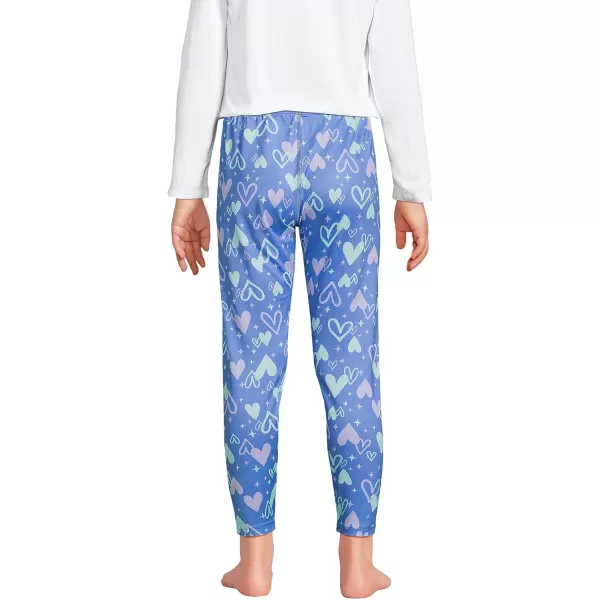 imageLands End Girls Thermal Base Layer Long Underwear Thermaskin PantsChicory Blue Doodle Hearts