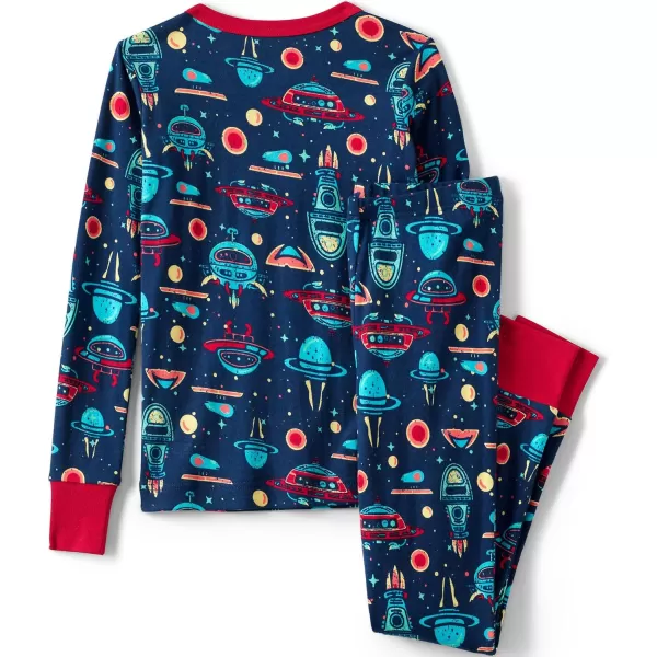 imageLands End Kids Pattern Snug Fit Pajama SetNavy Outer Space Multi