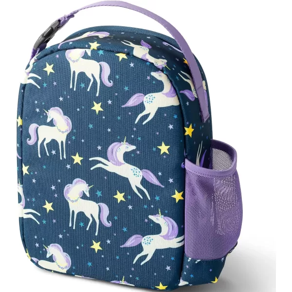 imageLands End Kids Soft Sided Lunch Box BlackBlueIvory Unicorn Stars