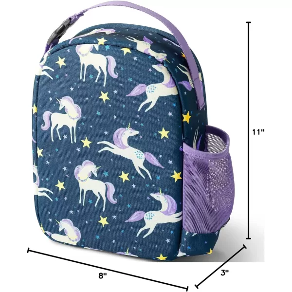 imageLands End Kids Soft Sided Lunch Box BlackBlueIvory Unicorn Stars