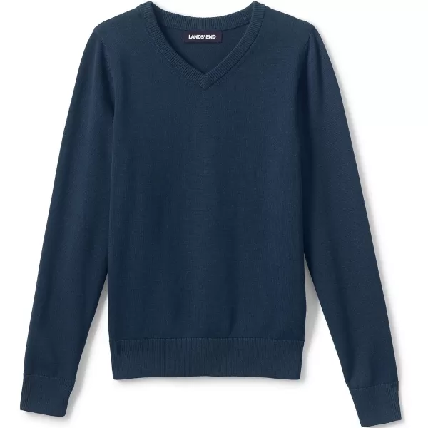 imageLands End School Uniform Boys Cotton Modal Fine Gauge VNeck SweaterClassic Navy