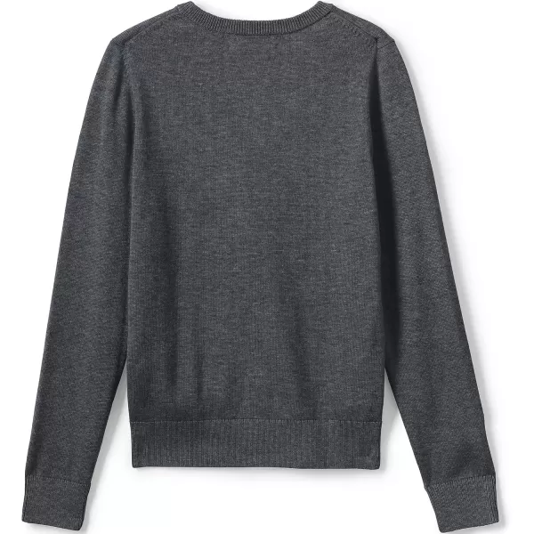 imageLands End School Uniform Boys Cotton Modal Fine Gauge VNeck SweaterCoal Heather