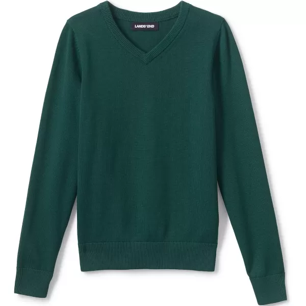 imageLands End School Uniform Boys Cotton Modal Fine Gauge VNeck SweaterEvergreen