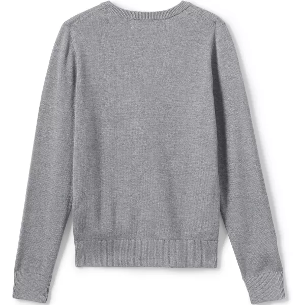 imageLands End School Uniform Boys Cotton Modal Fine Gauge VNeck SweaterPewter Heather