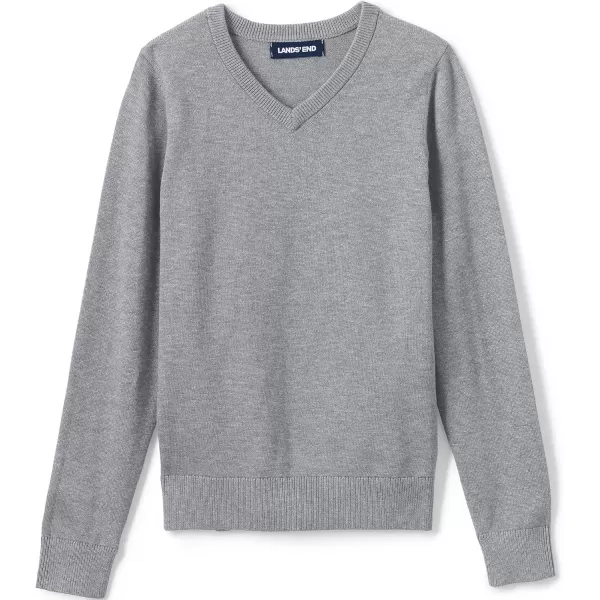 imageLands End School Uniform Boys Cotton Modal Fine Gauge VNeck SweaterPewter Heather