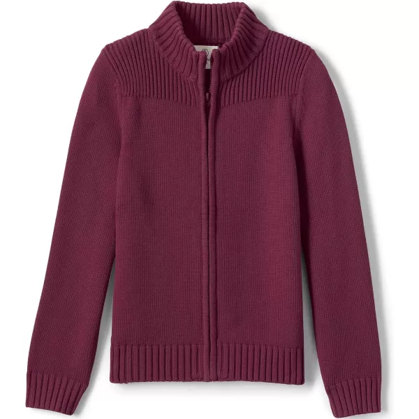 imageLands End School Uniform Boys Cotton Modal Zip Front Cardigan SweaterBurgundy