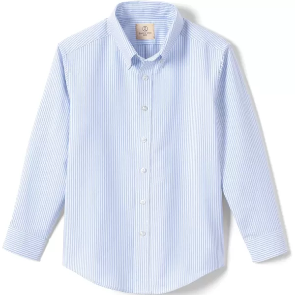 imageLands End School Uniform Boys Long Sleeve Oxford Dress ShirtBlue Stripe