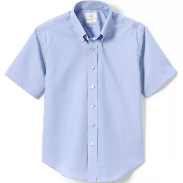 imageLands End School Uniform Boys Short Sleeve No Iron Pinpoint Dress ShirtBlue