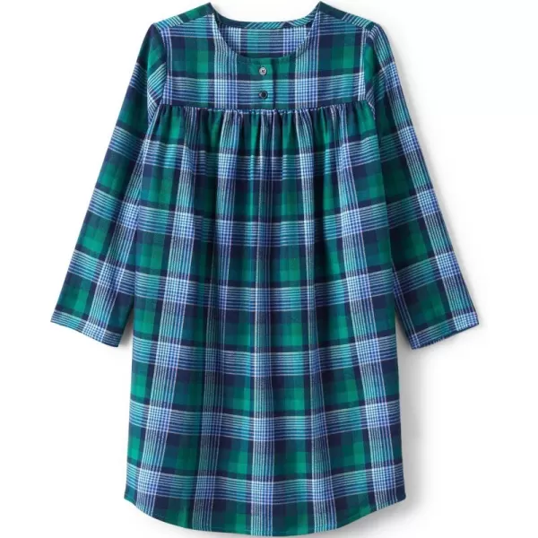 imageLands End Girls Flannel NightgownTeal Multi Plaid