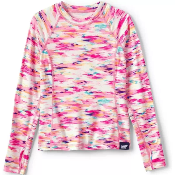 imageLands End Girls Thermal Base Layer Long Underwear Thermaskin Crew Neck ShirtPink Ikat