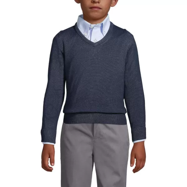 imageLands End School Uniform Boys Cotton Modal Fine Gauge VNeck SweaterClassic Navy