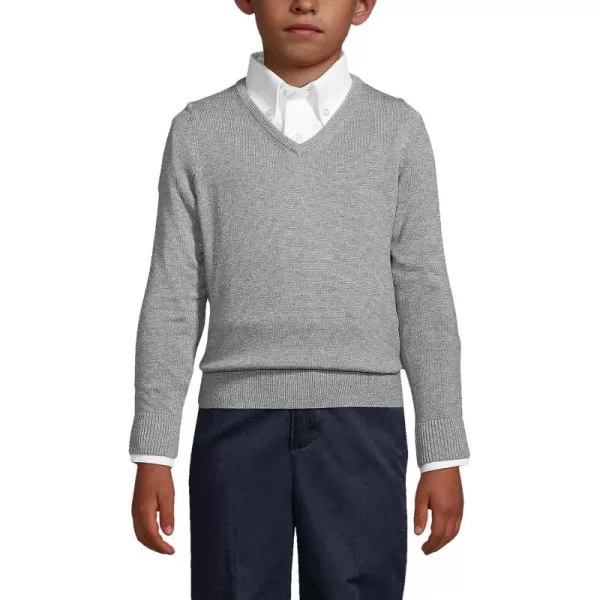 imageLands End School Uniform Boys Cotton Modal Fine Gauge VNeck SweaterPewter Heather