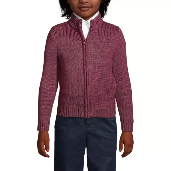 imageLands End School Uniform Boys Cotton Modal Zip Front Cardigan SweaterBurgundy