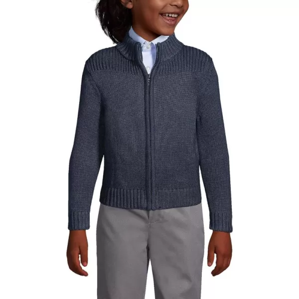 imageLands End School Uniform Boys Cotton Modal Zip Front Cardigan SweaterClassic Navy